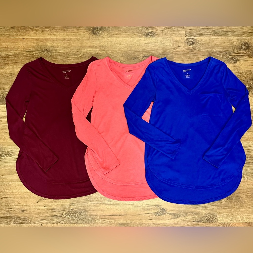 Arizona Jean Company Long Sleeve Tops - Burgundy, Coral, and Royal Blue - Size S